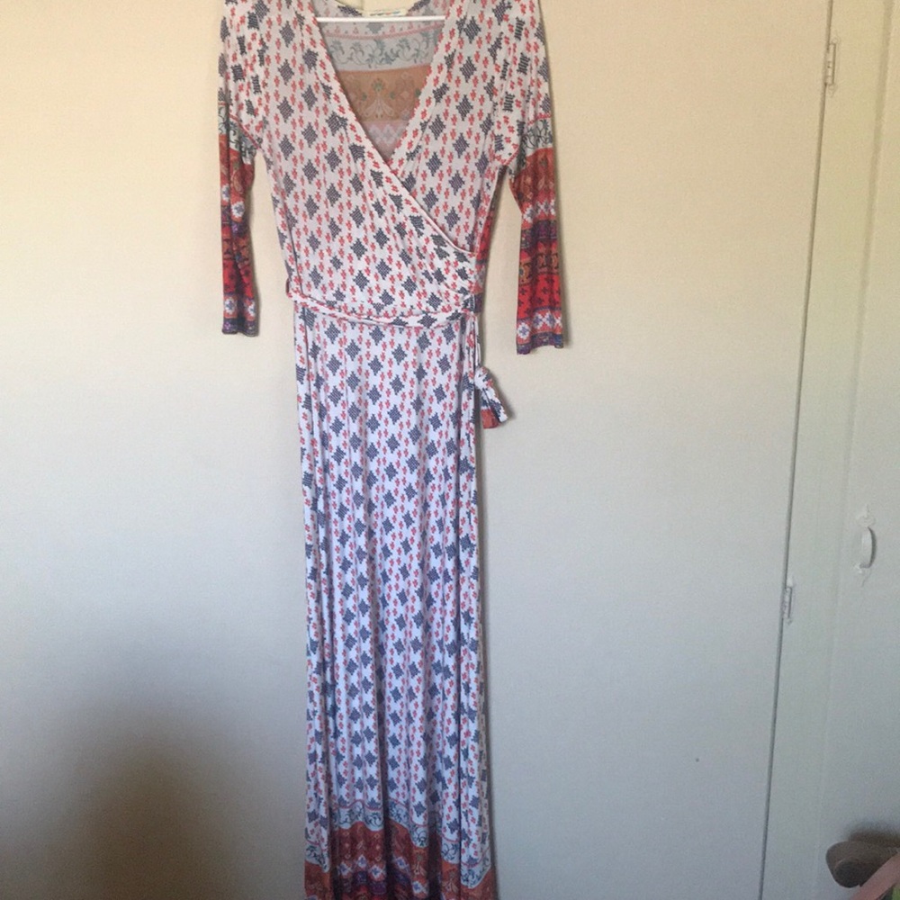 Tua Printed Faux Wrap Maxi Dress